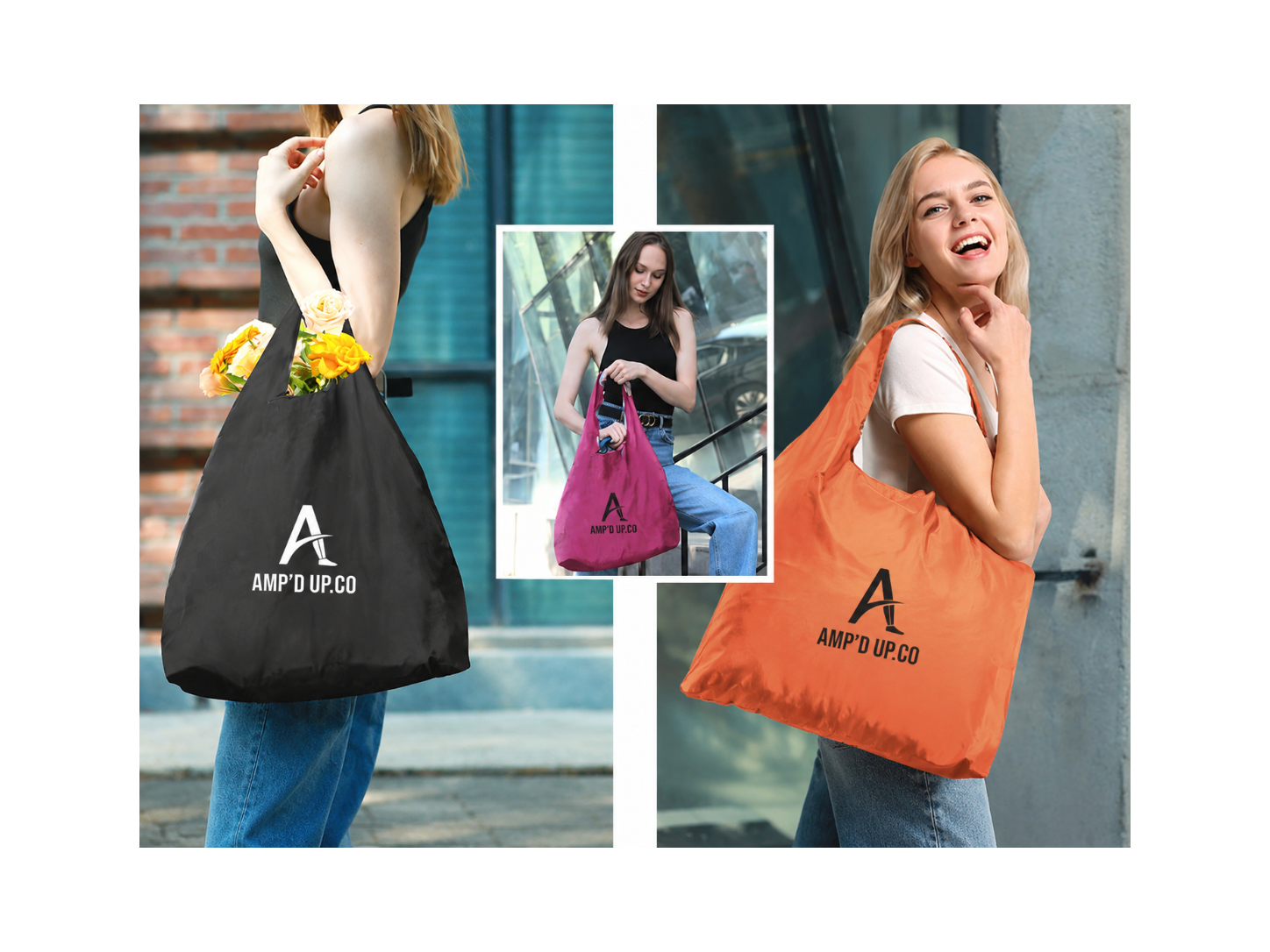 Amp'd Up.Co Colorful Polyester Tote Bags