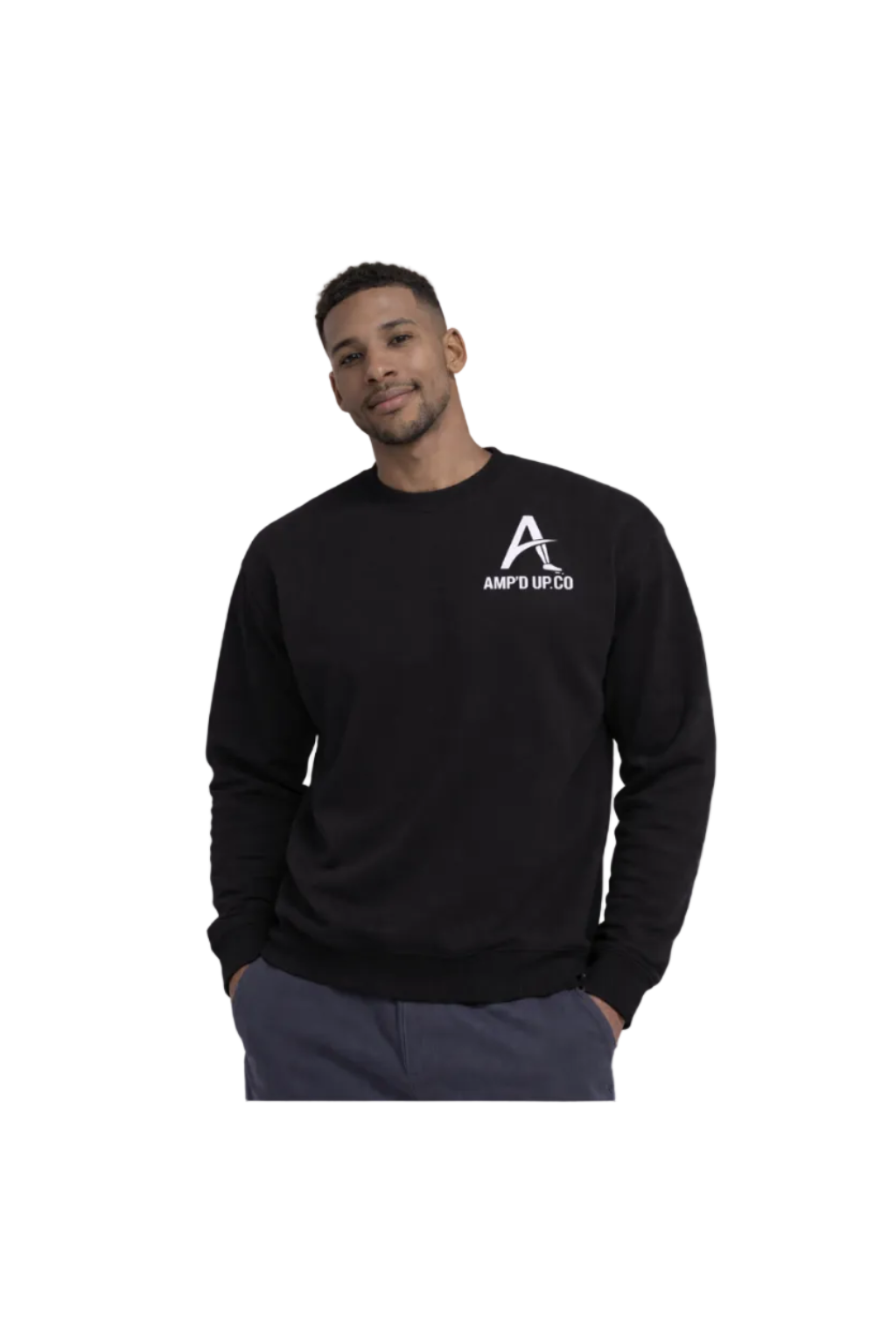 Amp’d Up.Co Black Unisex Crew Neck Sweater