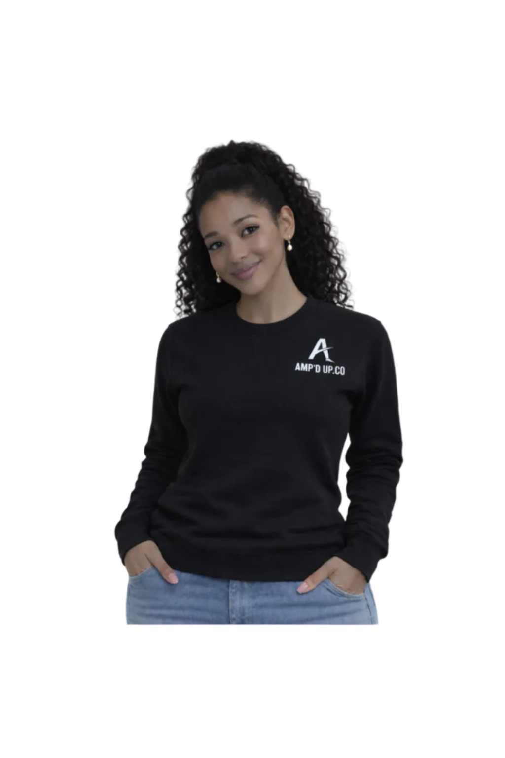 Amp’d Up.Co Black Unisex Crew Neck Sweater